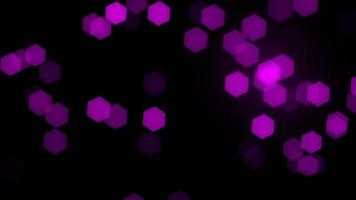 Animación de bokeh de partículas hexagonales púrpura