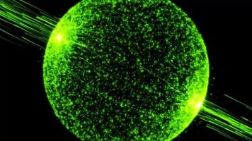 animazione del ciclo delle particelle della sfera verde video