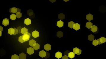 animation de bokeh de particules hexagonales jaunes video