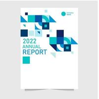 Annual report cover with abstract shape and blue color