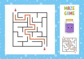 Maze. Game for kids. Funny labyrinth. Education developing worksheet. Activity page. Puzzle for children. Cute cartoon style. Riddle for preschool. Logical conundrum. Color vector illustration.