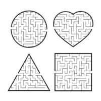 A set of mazes. Game for kids. Puzzle for children. Labyrinth conundrum. Find the right path. Vector illustration.