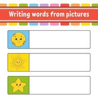 Find the correct answer. Draw a line. Learning words. Education developing worksheet. Activity page for study English. Game for children. Funny character. Isolated vector illustration. Cartoon style.