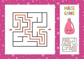 Maze. Game for kids. Funny labyrinth. Education developing worksheet. Activity page. Puzzle for children. Cute cartoon style. Riddle for preschool. Logical conundrum. Color vector illustration.