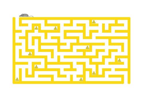 Funny maze. Game for kids. Puzzle for children. Cartoon style. Labyrinth conundrum. Color vector illustration. Find the right path. The development of logical and spatial thinking.