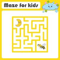 Funny maze. Game for kids. Puzzle for children. Cartoon style. Labyrinth conundrum. Color vector illustration. Find the right path. The development of logical and spatial thinking.