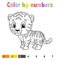 Color by numbers. Coloring book for kids. Cheerful character. Vector illustration. Cute cartoon style. Hand drawn. Fantasy page for children. Isolated on white background.