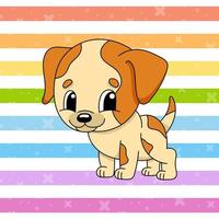 Spotted dog. Cute character. Colorful vector illustration. Cartoon style. Isolated on color background. Design element. Template for your design, books, stickers, cards, posters, clothes.