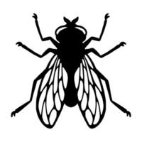 Fly insect. Black silhouette. Design element. Vector illustration isolated on white background. Template for repellent.