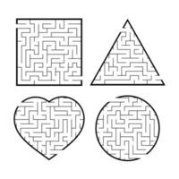 A set of mazes. Game for kids. Puzzle for children. Labyrinth conundrum. Find the right path. Vector illustration.