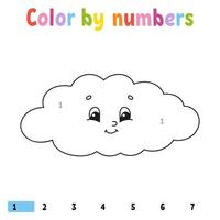 Color by numbers. Coloring book for kids. Cheerful character. Vector illustration. Cute cartoon style. Hand drawn. Fantasy page for children. Isolated on white background.