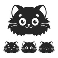 Cute cat. Black silhouette. Design element. Vector illustration isolated on white background. Template for books, stickers, posters, cards, clothes.