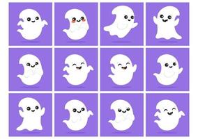 Cute ghost. Cartoon character. Colorful vector illustration. Isolated on color background. Design element. Template for your design, books, stickers, cards.