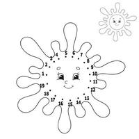 Dot to dot. Draw a line. Handwriting practice. Learning numbers for kids. Education developing worksheet. Activity coloring page. Funny game. Isolated vector illustration. Cartoon style. With answer.