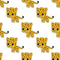 Happy animal. Colored seamless pattern with cute cartoon character. Simple flat vector illustration isolated on white background. Design wallpaper, fabric, wrapping paper, covers, websites.