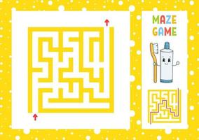 Maze. Game for kids. Funny labyrinth. Education developing worksheet. Activity page. Puzzle for children. Cute cartoon style. Riddle for preschool. Logical conundrum. Color vector illustration.