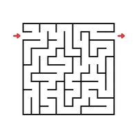 Square maze. Game for kids. Puzzle for children. Labyrinth conundrum. Vector illustration. Find the right path.