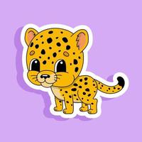 Spotted cheetah. Cute character. Colorful vector illustration. Cartoon style. Isolated on color background. Design element. Template for your design, books, stickers, cards, posters, clothes.