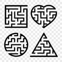 A set of mazes. Game for kids. Puzzle for children. Labyrinth conundrum. Find the right path. Vector illustration.