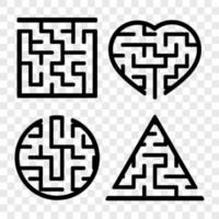 A set of mazes. Game for kids. Puzzle for children. Labyrinth conundrum. Find the right path. Vector illustration.