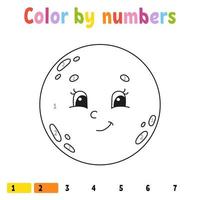 Color by numbers. Coloring book for kids. Cheerful character. Vector illustration. Cute cartoon style. Hand drawn. Fantasy page for children. Isolated on white background.