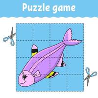 Puzzle game for kids . Education developing worksheet. Learning game for children. Activity page. For toddler. Riddle for preschool. Simple flat isolated vector illustration in cute cartoon style.