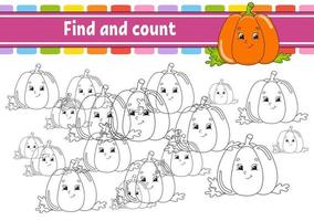 Find and count. Education developing worksheet. Activity page with pictures. Puzzle game for children. Logical thinking training. Isolated vector illustration. Funny character. Cartoon style.