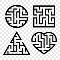 A set of mazes. Game for kids. Puzzle for children. Labyrinth conundrum. Find the right path. Vector illustration.