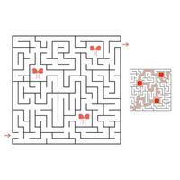 Funny maze. Game for kids. Puzzle for children. Cartoon style. Labyrinth conundrum. Color vector illustration. Find the right path. The development of logical and spatial thinking.