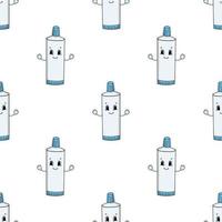 Happy toothpaste. Colored seamless pattern with cute cartoon character. Simple flat vector illustration isolated on white background. Design wallpaper, fabric, wrapping paper, covers, websites.
