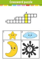 Crossword puzzle. Education developing worksheet. Activity page for study English. With color pictures. Game for children. Isolated vector illustration. Funny character. Cartoon style.