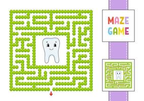 Maze. Game for kids. Funny labyrinth. Education developing worksheet. Activity page. Puzzle for children. Cute cartoon style. Riddle for preschool. Logical conundrum. Color vector illustration.