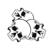 cráneo humano. silueta negra. elemento de diseño. boceto dibujado a mano. estilo vintage. ilustración vectorial aislado sobre fondo blanco. vector