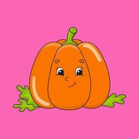 Orange pumpkin. Cute character. Colorful vector illustration. Cartoon style. Isolated on white background. Design element. Template for your design, books, stickers, cards, posters, clothes.