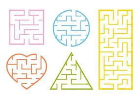 A set of mazes. Game for kids. Puzzle for children. Labirinth conundrum. Cartoon style. Visual worksheets. Riddle for preschool. Activity page. Education developing sheet. Color vector illustration.