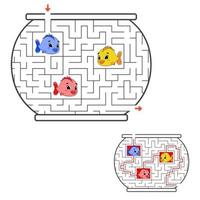 Funny maze. Game for kids. Puzzle for children. Cartoon style. Labyrinth conundrum. Color vector illustration. The development of logical and spatial thinking.