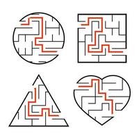 A set of mazes. Game for kids. Puzzle for children. Labyrinth conundrum. Find the right path. Vector illustration.