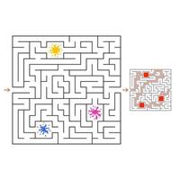 Funny maze. Game for kids. Puzzle for children. Cartoon style. Labyrinth conundrum. Color vector illustration. Find the right path. The development of logical and spatial thinking.