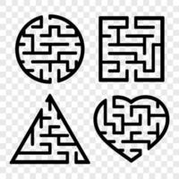 A set of mazes. Game for kids. Puzzle for children. Labyrinth conundrum. Find the right path. Vector illustration.