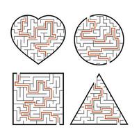 A set of mazes. Game for kids. Puzzle for children. Labyrinth conundrum. Find the right path. Vector illustration.