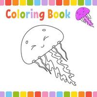 Coloring book for kids. Cheerful character. Vector illustration. Cute cartoon style. Fantasy page for children. Black contour silhouette. Isolated on white background.