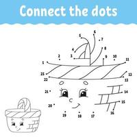 Dot to dot. Draw a line. Handwriting practice. Learning numbers for kids. Education developing worksheet. Activity page. Game for toddler and preschoolers. Isolated vector illustration. Cartoon style.