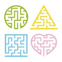 A set of mazes. Game for kids. Puzzle for children. Labyrinth conundrum. Find the right path. Vector illustration.