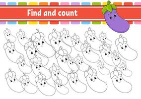 Find and count. Education developing worksheet. Activity page with pictures. Puzzle game for children. Logical thinking training. Isolated vector illustration. Funny character. Cartoon style.