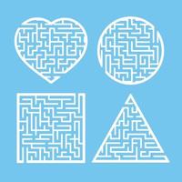 A set of mazes. Game for kids. Puzzle for children. Labyrinth conundrum. Find the right path. Vector illustration.