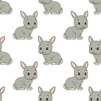 Happy rabbit. Colored seamless pattern with cute cartoon character. Simple flat vector illustration isolated on white background. Design wallpaper, fabric, wrapping paper, covers, websites.