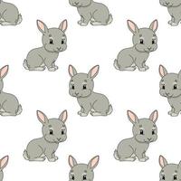 Happy rabbit. Colored seamless pattern with cute cartoon character. Simple flat vector illustration isolated on white background. Design wallpaper, fabric, wrapping paper, covers, websites.