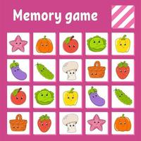 Memory game for kids. Education developing worksheet. Activity page with pictures. Puzzle game for children. Logical thinking training. Isolated vector illustration. Funny character. Cartoon style.