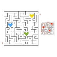 Funny maze. Game for kids. Puzzle for children. Cartoon style. Labyrinth conundrum. Color vector illustration. Find the right path. The development of logical and spatial thinking.