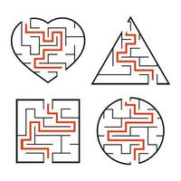 A set of mazes. Game for kids. Puzzle for children. Labyrinth conundrum. Find the right path. Vector illustration.